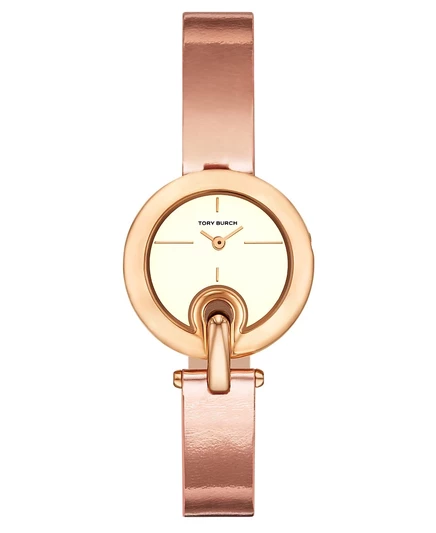 Женские туфли Tory Burch из кожи розового золота с двумя ручками из мелкого кварца с пирсингом, 30 мм