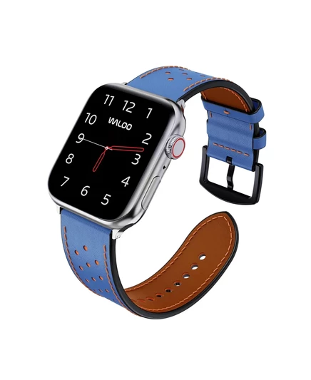 Дышащий кожаный ремешок Waloo для Apple Watch blue