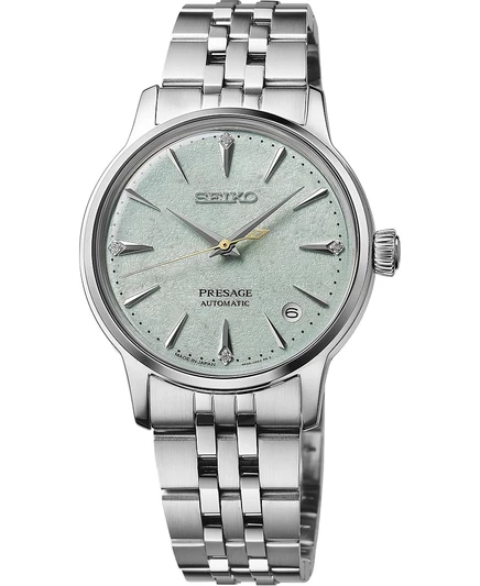 Серебряные часы-браслет из нержавеющей стали среднего размера Seiko Women's Presage Cocktail Time, 34 мм