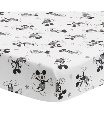 Простыня в кроватку Lambs & Ivy Mickey, бело-черная
