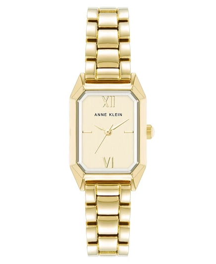 Женские кварцевые часы Anne Klein с миниатюрным восьмиугольным браслетом из золотистого металлического сплава, 21 мм, золото