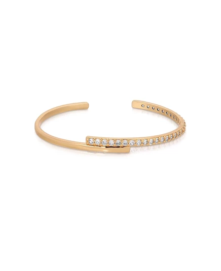 Кафф Ettika Half Classic Half Sparkle, позолота 18K, золотой