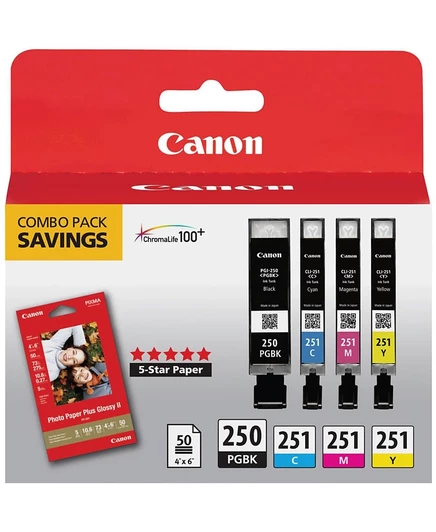 Чернила Canon PGI-250/CLI-251 с фотобумагой, 4 цвета