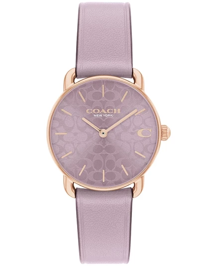 Женские часы COACH Elliot Purple с кожаным ремешком 28 мм фиолетового цвета