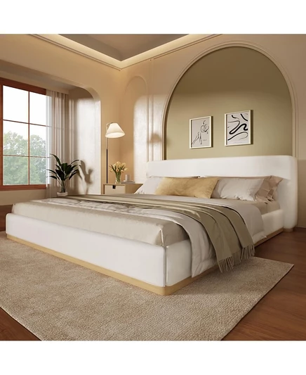 Двуспальная кровать Streamdale Furniture с каркасом из цельного дерева в элегантной белой отделке white