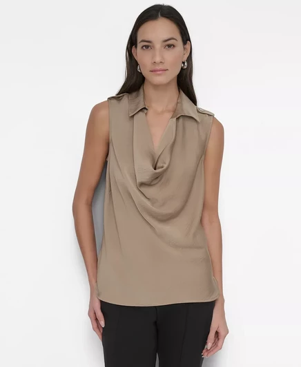 Женский топ без рукавов с круглым вырезом и воротником DKNY  taupe
