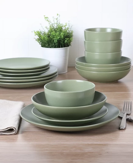 Набор посуды Gibson Home Queenslane, 16 шт., сервиз на 4 персоны matte green