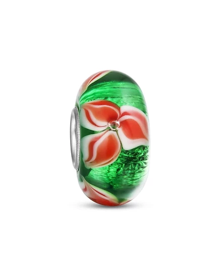 Бусина Bling пуансеттия Murano стекло/серебро, зеленая