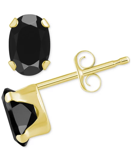 Серьги-пусеты Macy's с ониксом, золото 10К, черные