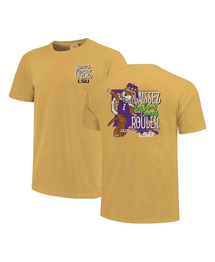 Мужская и женская футболка Image One с надписью Gold LSU Tigers Mardi Gras в цветах Hyper Local Comfort Colors gold
