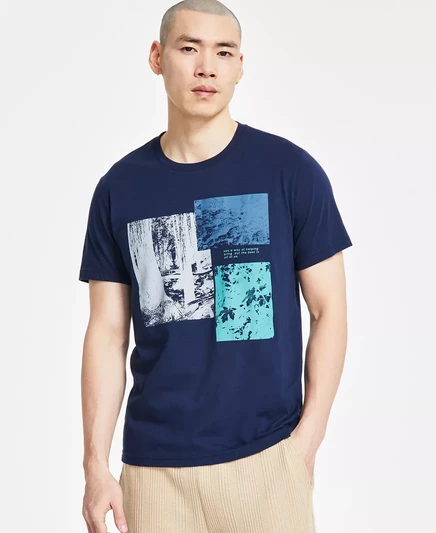 Мужская футболка с изображением природы Sun Stone, эксклюзивно в Macys basic navy