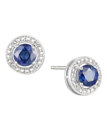 Серьги-пусеты Macy's, серебро, бриллианты и сапфир