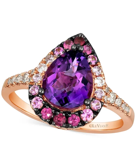 Женское кольцо Le Vian Pear Halo 14k в розовом золоте