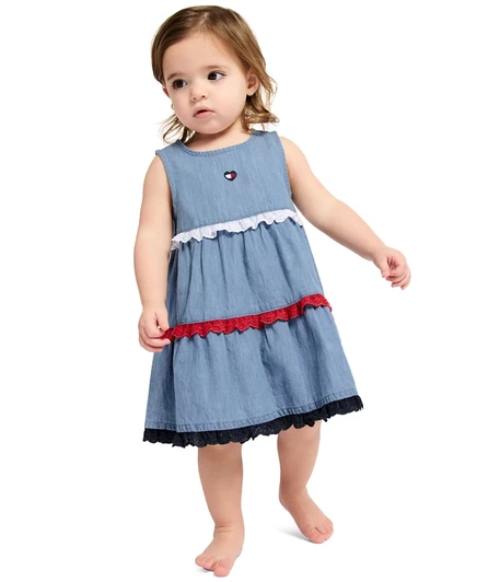 Платье для девочки Tommy Hilfiger A-line с трусиками, синее