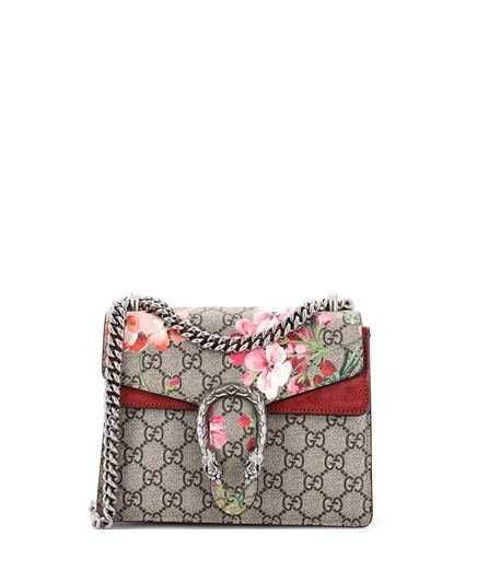 Женская сумка Gucci Mini Dionysus б/у с цветочным принтом, красная
