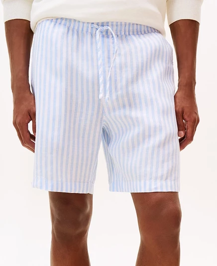Мужские шорты Tommy Hilfiger 7″ льняные в полоску, синие