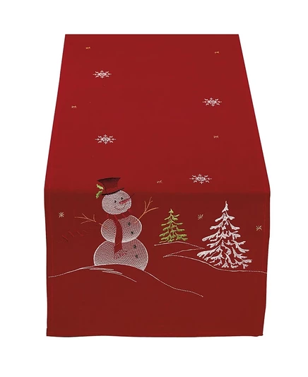 Дорожка на стол Design Imports Snowman, красная