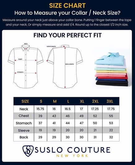 Suslo Couture Мужская рубашка Slim Fit Performance с короткими рукавами и однотонной отделкой на пуговицах от Suslo Couture black 1