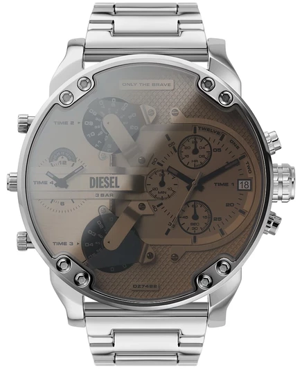 Мужские часы Diesel Mr. Daddy 2.0 хронограф, 57 мм, серебристые