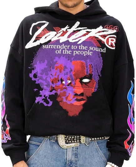 Мужская толстовка Loiter Live In Direct Vintage Hoodie с капюшоном - Черный XL black