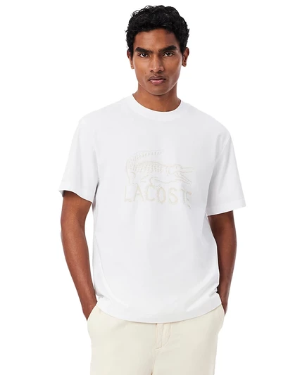 Мужская футболка Lacoste с коротким рукавом и рисунком, белая
