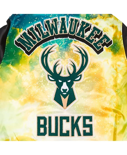 Мужская куртка Pro Standard из черного сублимированного атласа Milwaukee Bucks с застежкой на пуговицы black