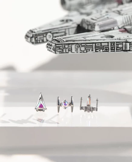 Набор сережек-гвоздиков-гвоздиков Star Wars Starfighter для команды девочек silver-tone