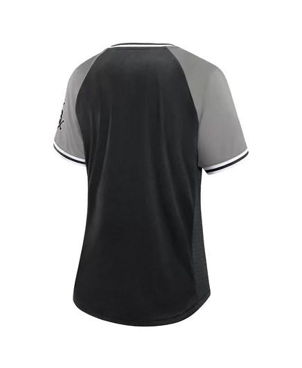 Женская черная футболка Fanatics с V-образным вырезом реглан Chicago White Sox Glitz Glam League Diva black