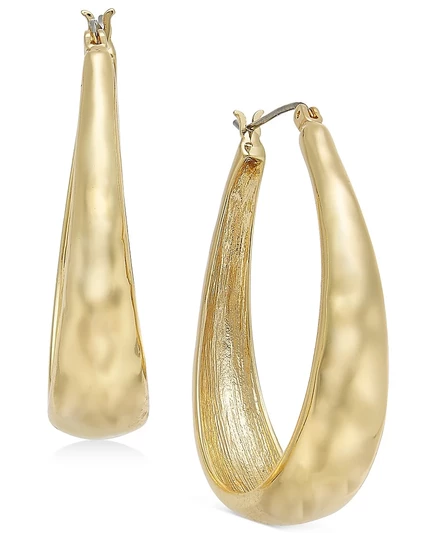 Овальные серьги-кольца с чеканкой Style & Co, эксклюзивно представленные в Macy's gold