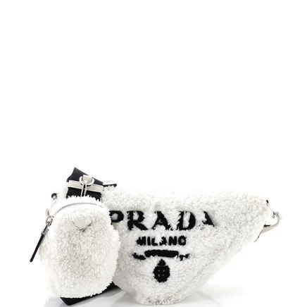 Женская сумка Pre-Owned Prada Mini из овчины, белая