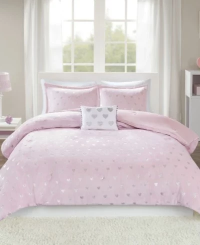 Intelligent Design Rosalie Metallic Heart Comforter Sets