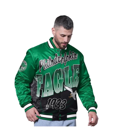 Мужская куртка Kelly Green Philadelphia Eagles Retro Pass Rush с застежкой на пуговицы kelly green