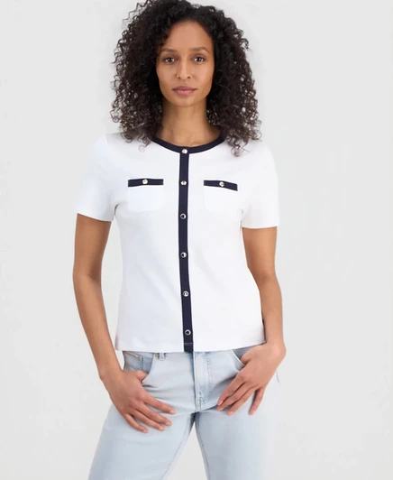 Женский трикотажный топ Nautica в стиле кардигана, белый