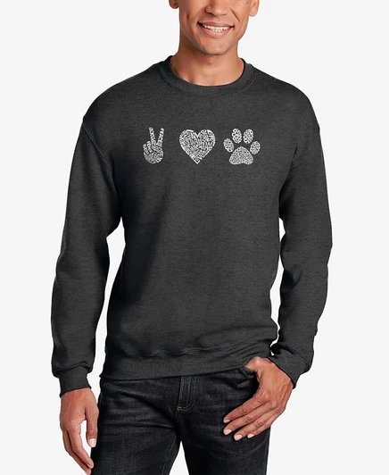Мужской свитшот LA Pop Art Peace Love Dogs, серый