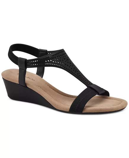 Женские босоножки на танкетке Step N Flex Vacanzaa, созданные для Macy's black perforated