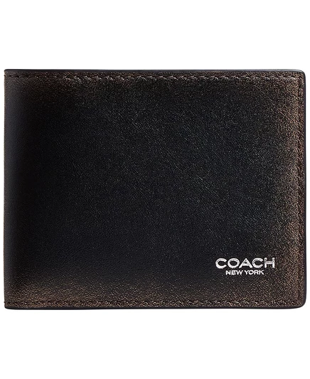 Мужской тонкий кошелек COACH с двумя отделениями черного цвета