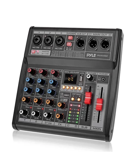 3-канальный микшер Pyle с USB, FX и MP3, черный