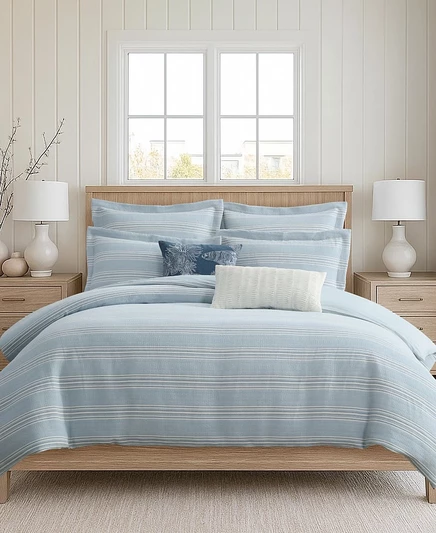 Levtex Home Clayton с текстурой в полоску, 3 шт. Комплект постельного белья, Полный/Двуспальный