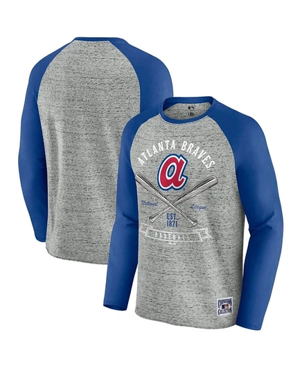 Мужская футболка Fanatics Raw Edge Raglan Atlanta Braves, серая