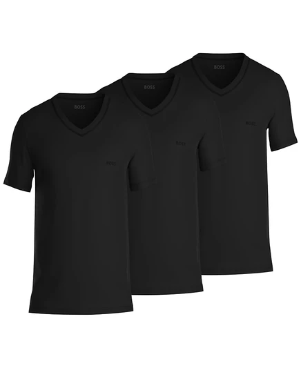 Мужские футболки Hugo Boss, 3 шт., V-образные, черные