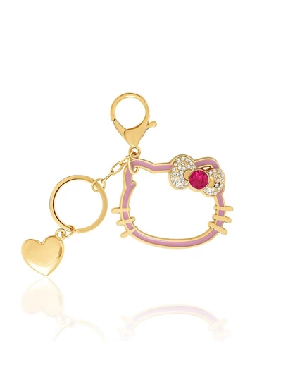 Брелок Hello Kitty золотой с красным бантом и сердцем