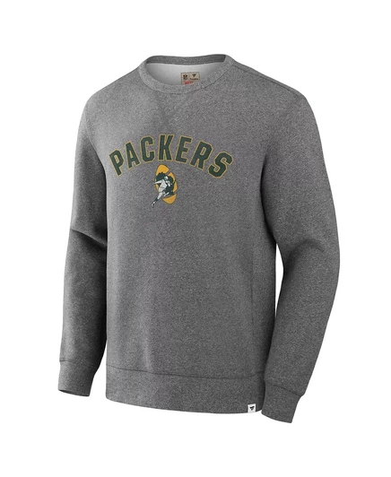 Мужская толстовка-пуловер Fanatics Heather Grey Green Bay Packers Loop из махрового трикотажа heather gray