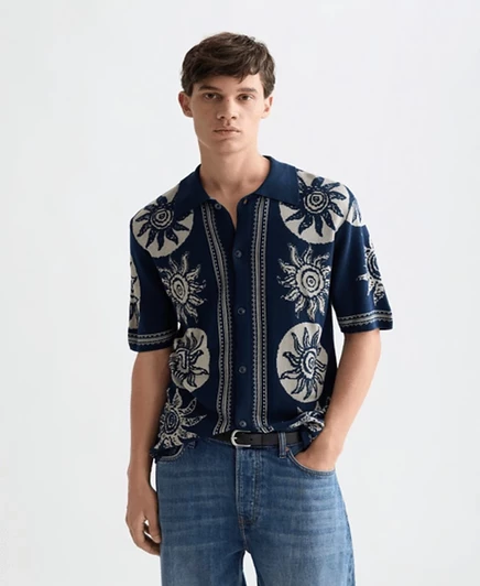 Мужская рубашка Scotch & Soda жаккардовая, синяя