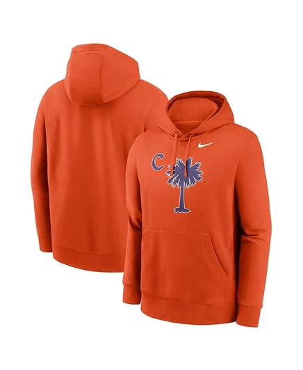 Мужская флисовая толстовка-пуловер Nike оранжевого цвета Clemson Tigers Palmetto C Club с капюшоном orange