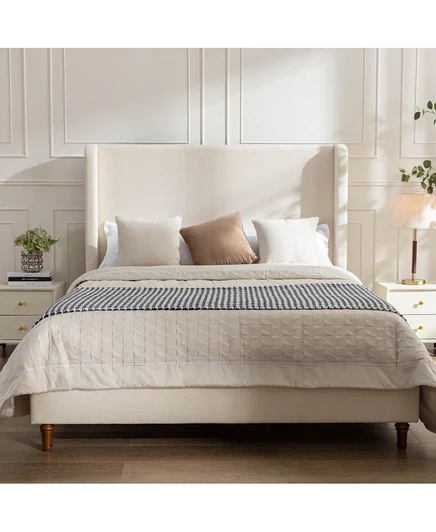 Мягкая кровать Streamdale Furniture Harper с высоким изголовьем - California King слоновая кость/кремовый