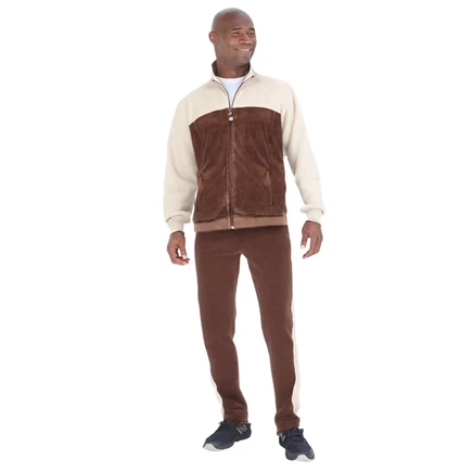 Спортивный костюм из велюра в цветную клетку KingSize Big & Tall dark brown stone