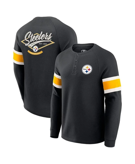 Мужская футболка Fanatics Pittsburgh Steelers Henley, черная
