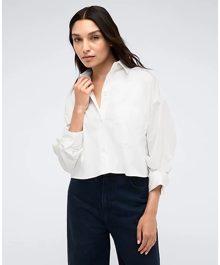 Женская укороченная атласная рубашка Kenneth Cole, белая