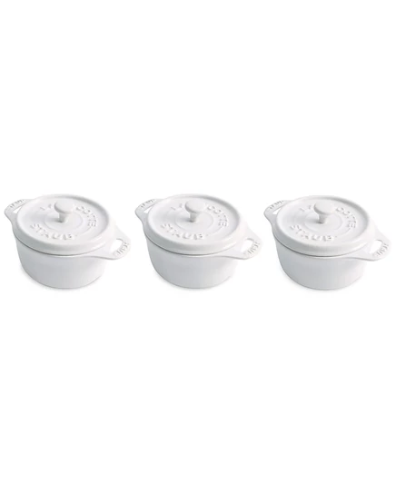 Кокотницы Staub, 3 предмета, керамические, белые