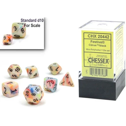 Набор мини-кубиков Chessex Festive Circus, 7 шт., черные